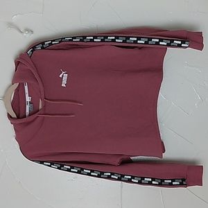 Puma Crop Hooded Sweatshirt Signature‎ Stripe Down Arms Excellent Conditi…